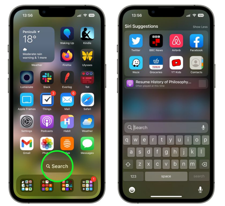 新余苹果手机维修分享升级到 iOS 16 后，如何删除主屏幕上的搜索按钮 