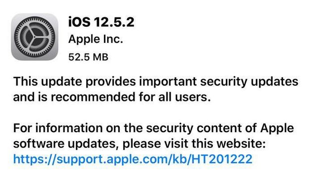新余苹果手机维修分享iOS12.5.2发布，建议所有老苹果用户安装 